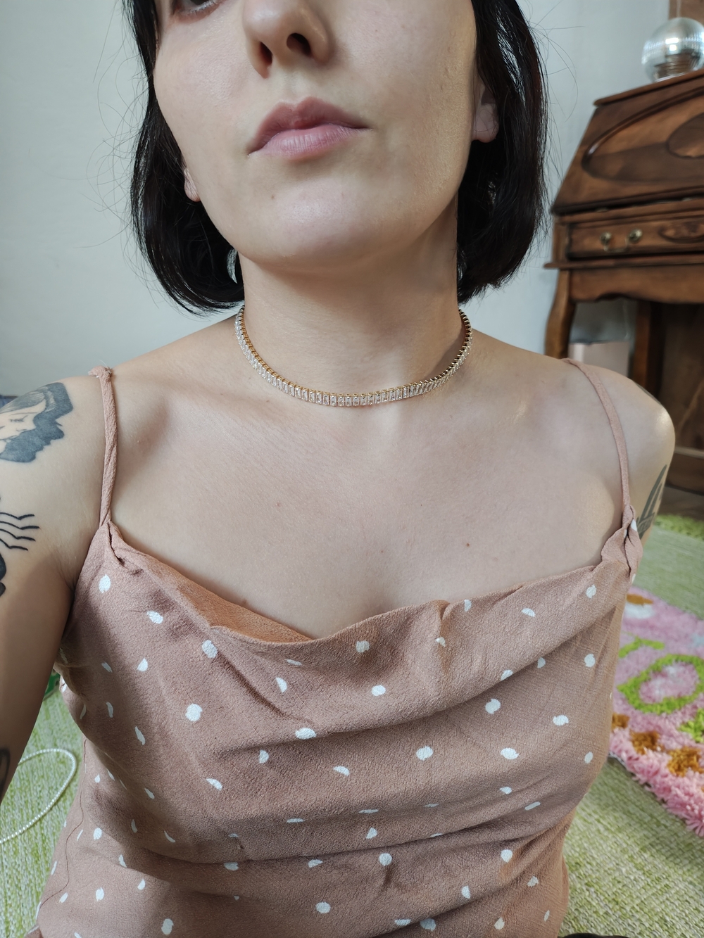 Gold Crystal Tennis Necklace